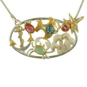 Poseidon's Treasures Sealife Sterling Silver and 22K Gold Vermeil Pendant